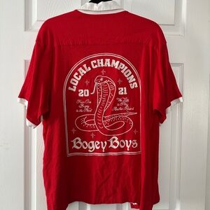Bogey Boys Red and White Local Champions Button Down Golf Shirt Size Medium